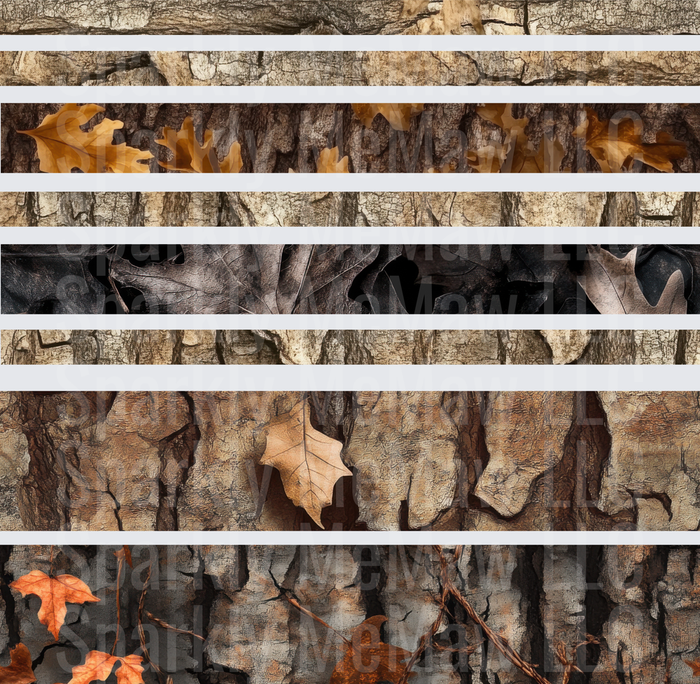 Realistic Camo Tree Bark Leaves 10x10 Inch Sheet