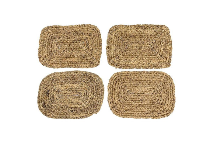 RECTANGULAR BRAIDED BROWN WATER HYACINTH PLACEMATS