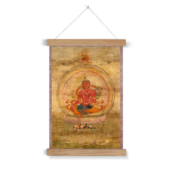 Red Tara Tibetan Buddhist Wall Art | Fierce Yidam Female Deity Thangka  | Vintage Kurukulla Mandala Fine Art Print w Hanger