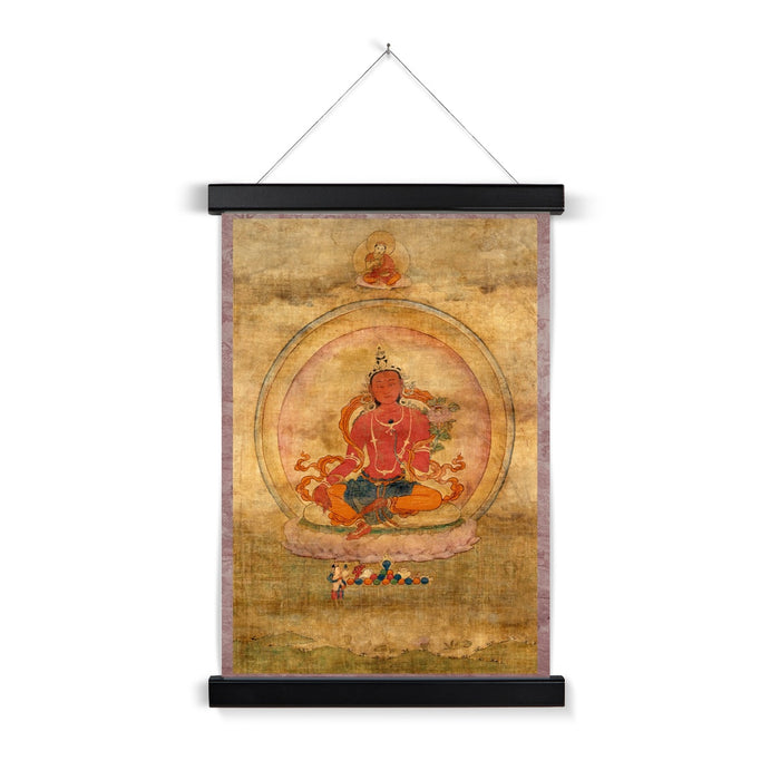 Red Tara Tibetan Buddhist Wall Art | Fierce Yidam Female Deity Thangka  | Vintage Kurukulla Mandala Fine Art Print w Hanger