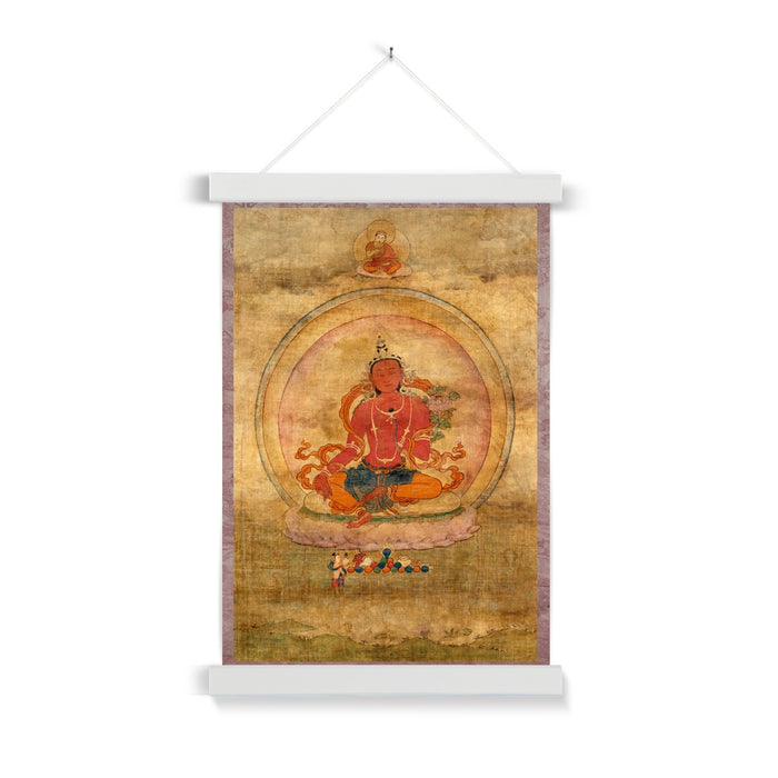 Red Tara Tibetan Buddhist Wall Art | Fierce Yidam Female Deity Thangka  | Vintage Kurukulla Mandala Fine Art Print w Hanger