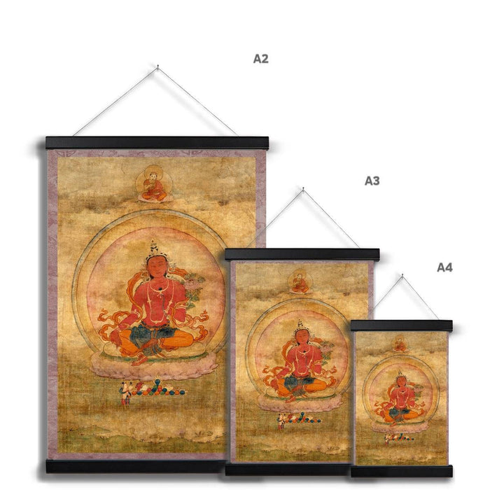 Red Tara Tibetan Buddhist Wall Art | Fierce Yidam Female Deity Thangka  | Vintage Kurukulla Mandala Fine Art Print w Hanger