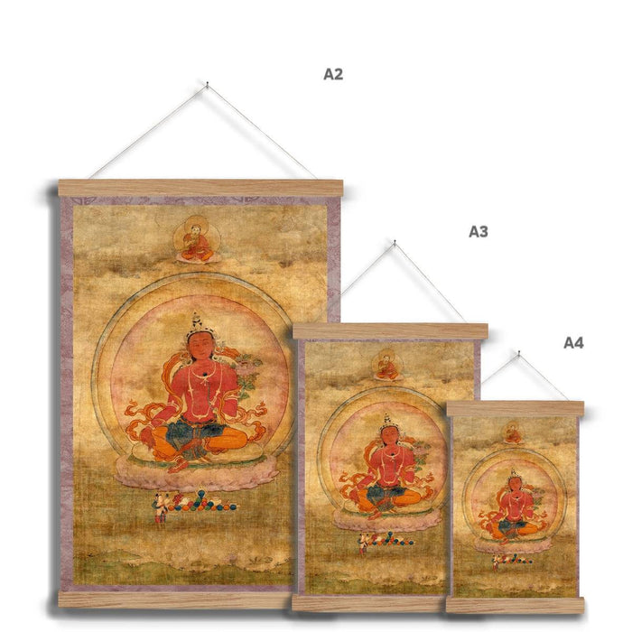 Red Tara Tibetan Buddhist Wall Art | Fierce Yidam Female Deity Thangka  | Vintage Kurukulla Mandala Fine Art Print w Hanger