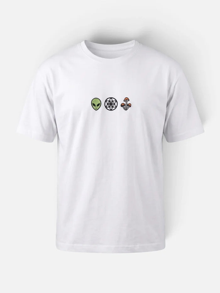 Remera Good Alien Bordada Oversize Blanco