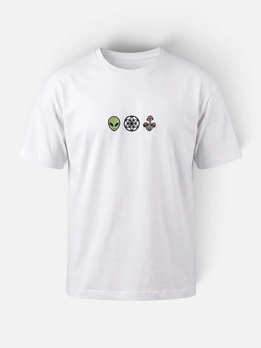 Remera Good Alien Bordada Oversize Blanco
