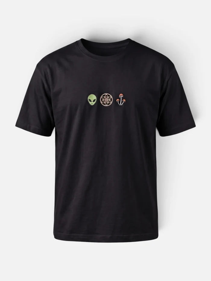 Remera Good Alien Bordada Oversize Negro