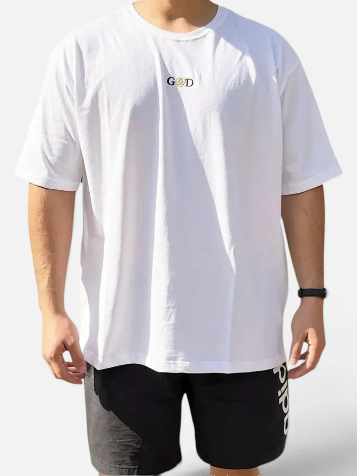 Remera Good God Bordada Oversize Blanco
