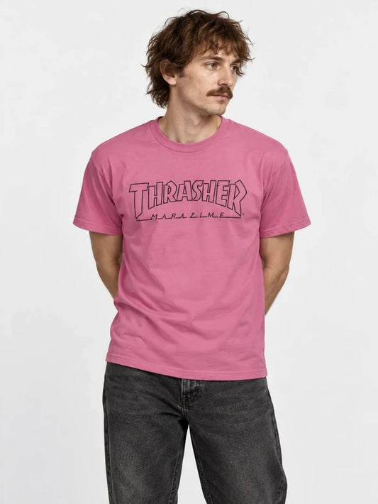 Remera Thrasher Outline Rosa — vista principal