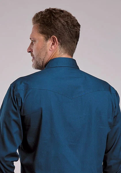 Roper 2981 Solid Poplin (Navy) - Men's Western Shirt (Closeout)