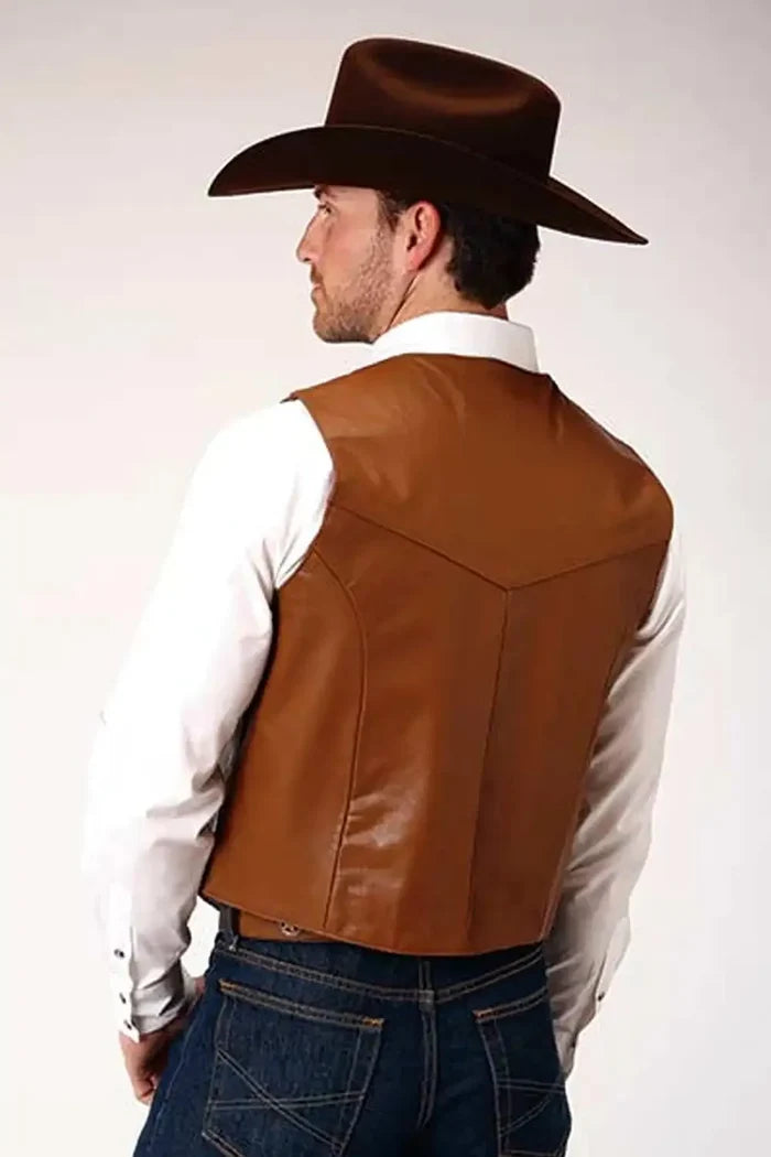 Roper Goat Nappa Vest (Brown) - Men's Vest (Closeout)