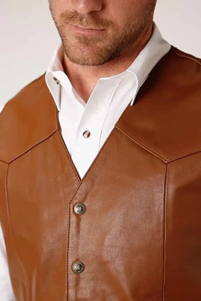 Roper Goat Nappa Vest (Brown) - Men's Vest (Closeout)