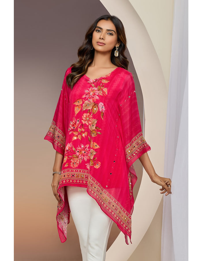 Pink kaftan for women, relaxed fit, breathable fabric, everyday wear