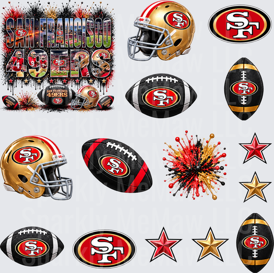 San Francisco 49ers Logo Collection this is a 10 inch cut and stick UV Decal Sheet
