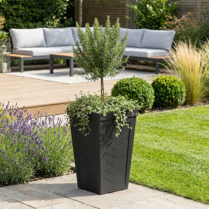 Savana Black Chevron Recycled Rubber Tall Planter Pot