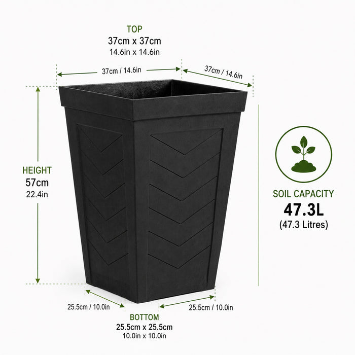 Savana Black Chevron Recycled Rubber Tall Planter Pot