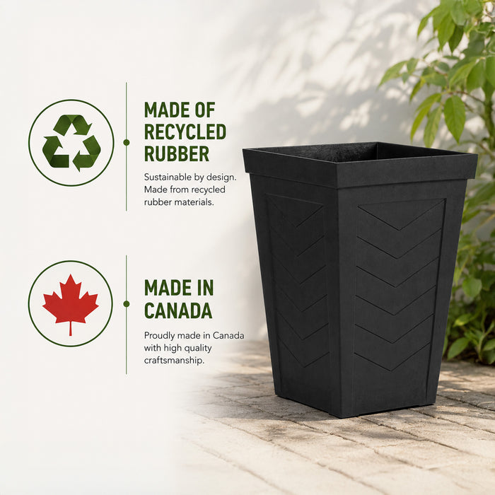 Savana Black Chevron Recycled Rubber Tall Planter Pot