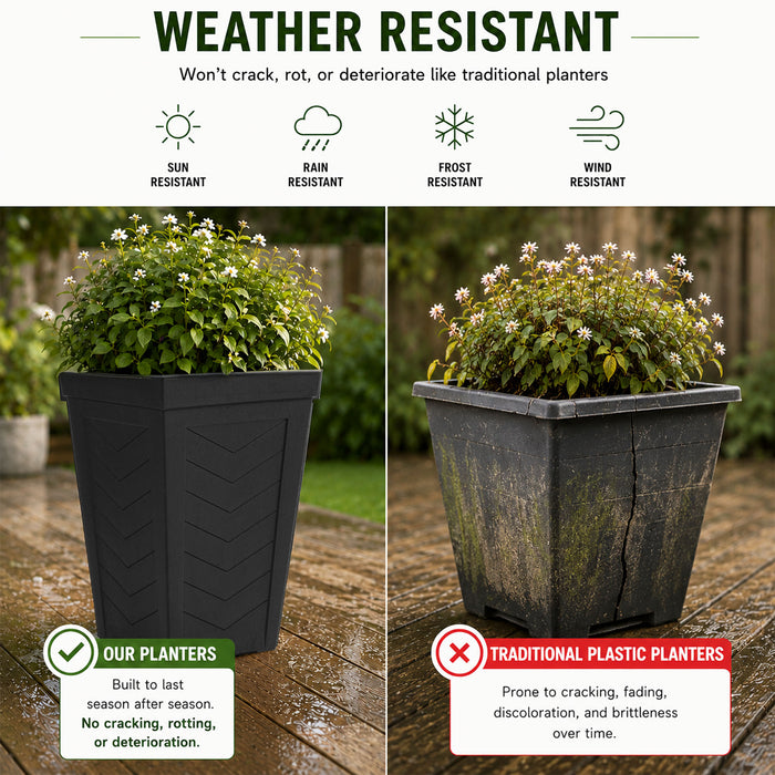 Savana Black Chevron Recycled Rubber Tall Planter Pot
