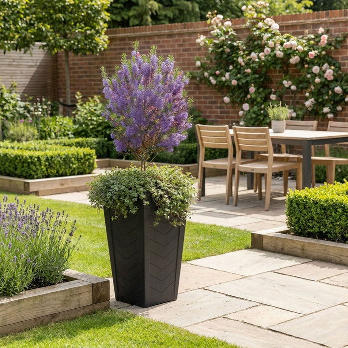 Savana Black Chevron Recycled Rubber Tall Planter Pot
