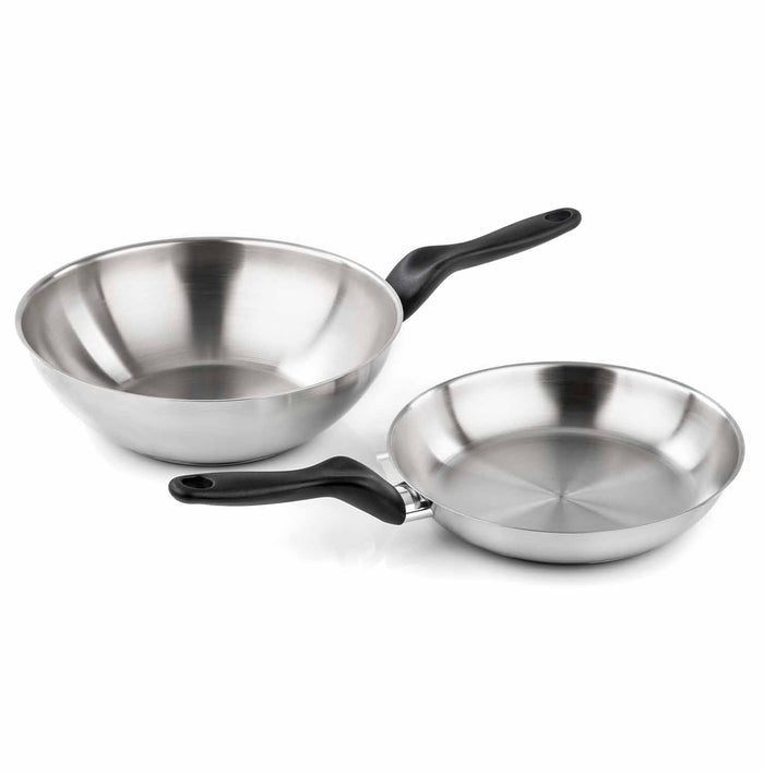 Set inox 2 pezzi - Padella 24 cm + Wok 28 cm