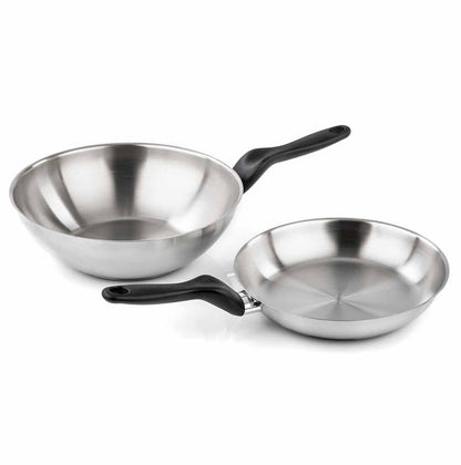 Set inox 2 pezzi - Padella 24 cm + Wok 28 cm