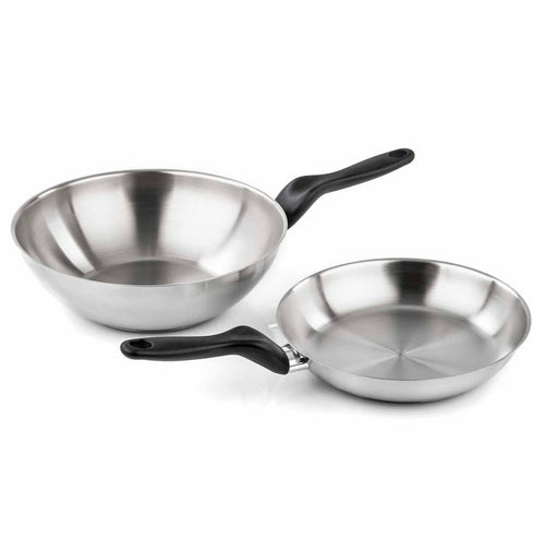 Set inox 2 pezzi - Padella 24 cm + Wok 28 cm