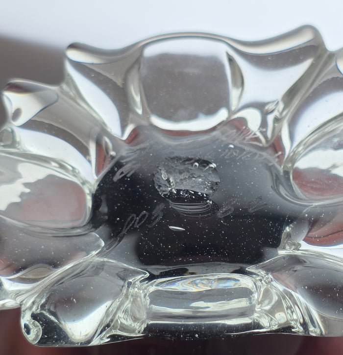 Signed art glass amethyst dish mug