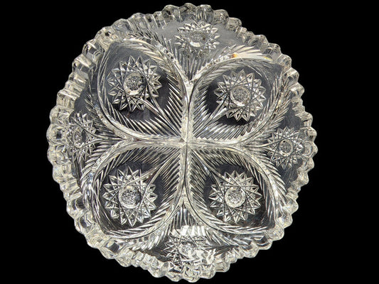 Signed libbey ABP cut glass dish American brillant