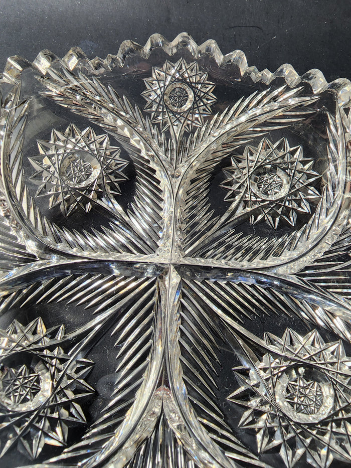 Signed libbey ABP cut glass dish American brillant