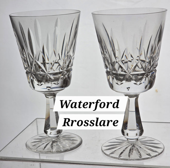 Signed Waterford CUT GLASS Rosslare goblet crystal pair