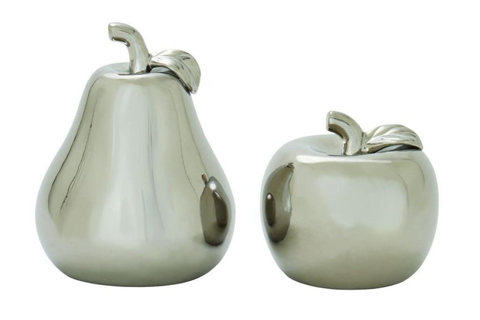 SILVER CERAMIC FRUIT DECORATIVE SCULPTURE