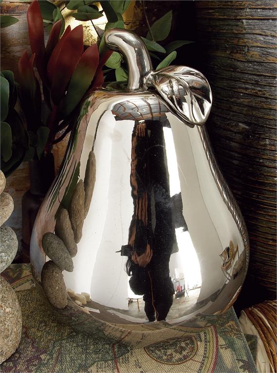 SILVER CERAMIC FRUIT DECORATIVE SCULPTURE