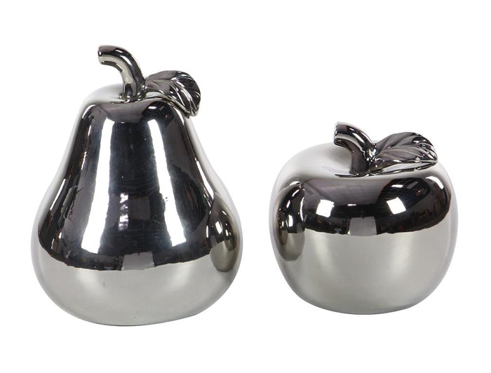 SILVER CERAMIC FRUIT DECORATIVE SCULPTURE