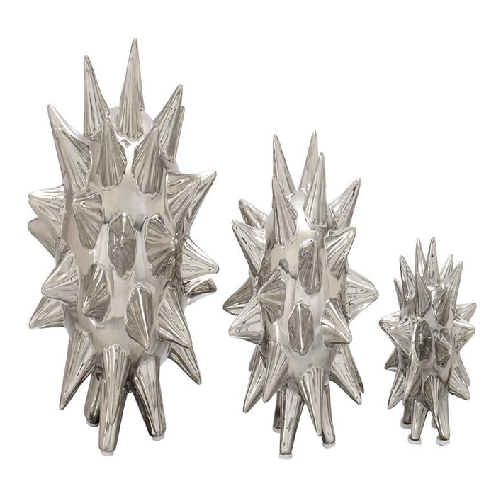 SILVER CERAMIC GLAM GEOMETRIC SCULPTURE