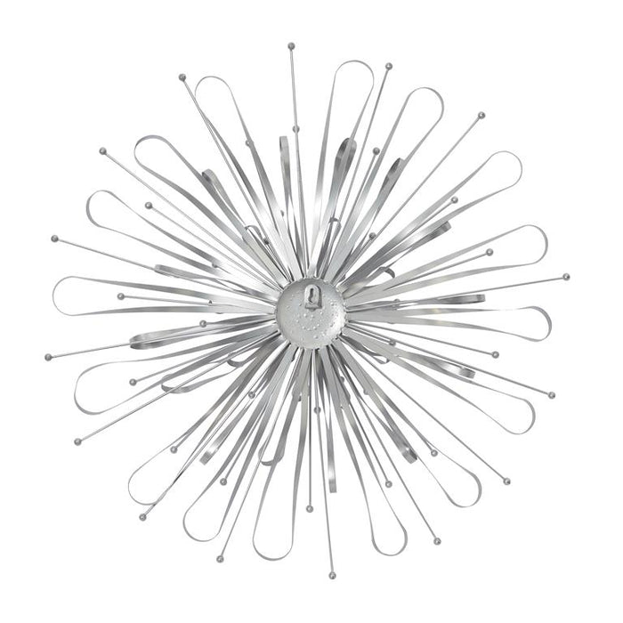 SILVER METAL STARBURST WALL DECOR WITH ORB DETAILING