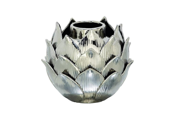 SILVER PORCELAIN GLAM VASE
