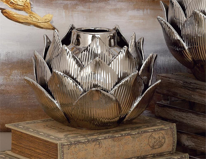 SILVER PORCELAIN GLAM VASE