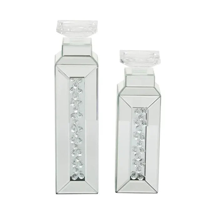 Silver Wood Glam Candle Holder