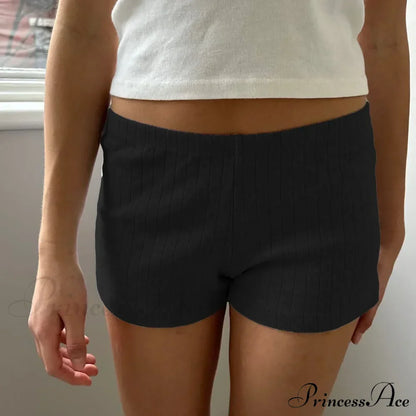 Slim Fit Retro Kawaii Solid Front Button Down Elastic Waist Pajamas Short