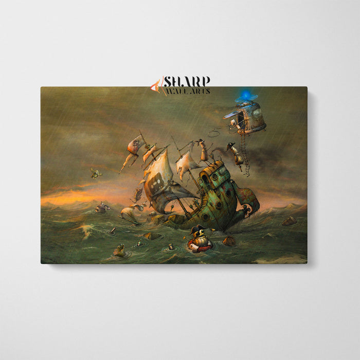 Steampunk Pirate Ship Wall Art Canvas