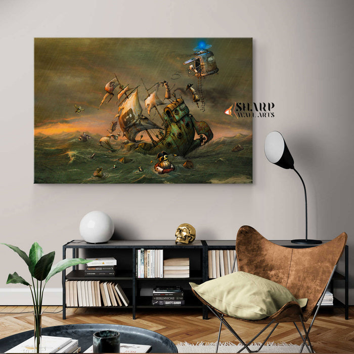 Steampunk Pirate Ship Wall Art Canvas