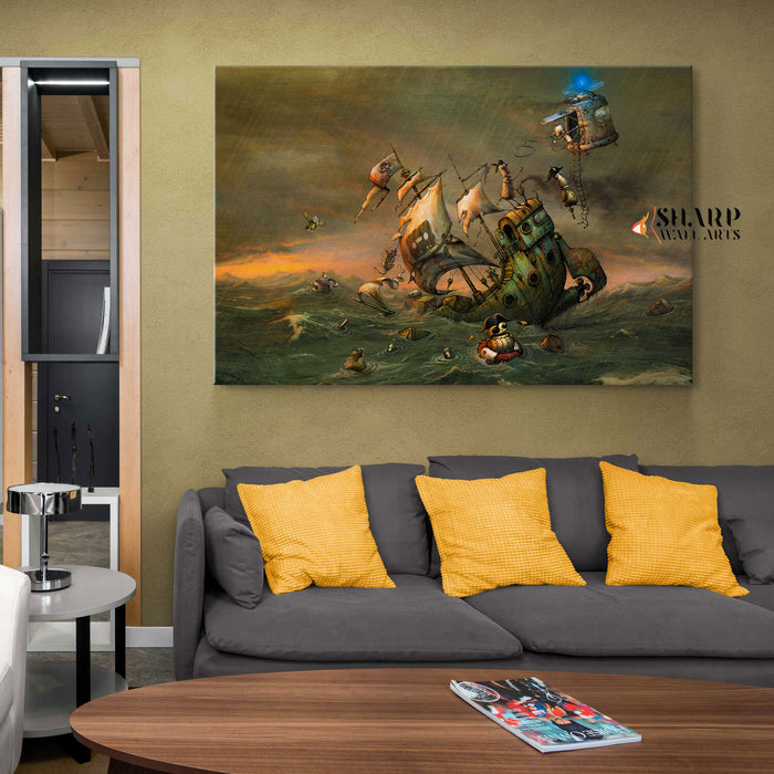 Steampunk Pirate Ship Wall Art Canvas