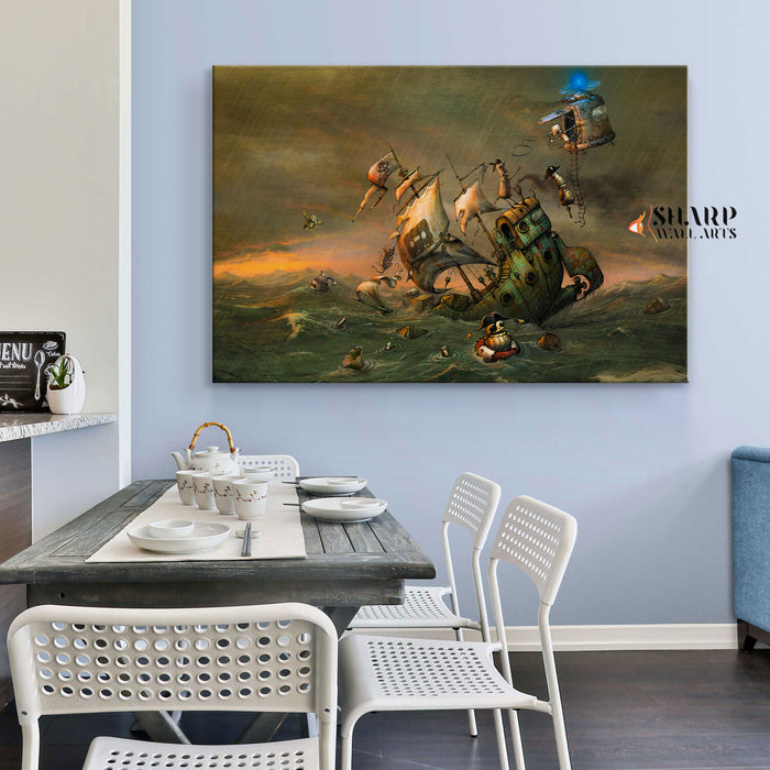 Steampunk Pirate Ship Wall Art Canvas