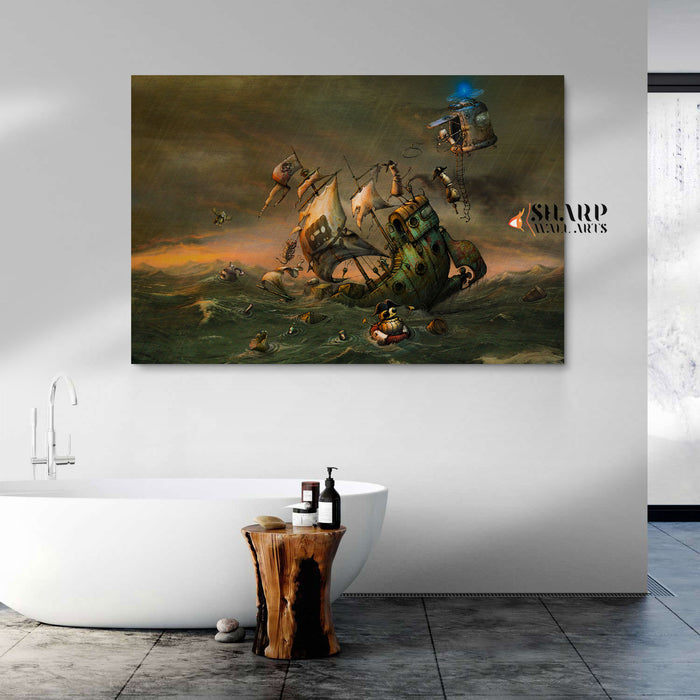 Steampunk Pirate Ship Wall Art Canvas