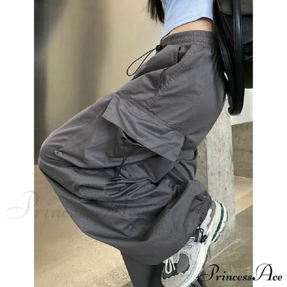 Straight Trousers Fashion Wide Leg Pockets Joggers Trousers