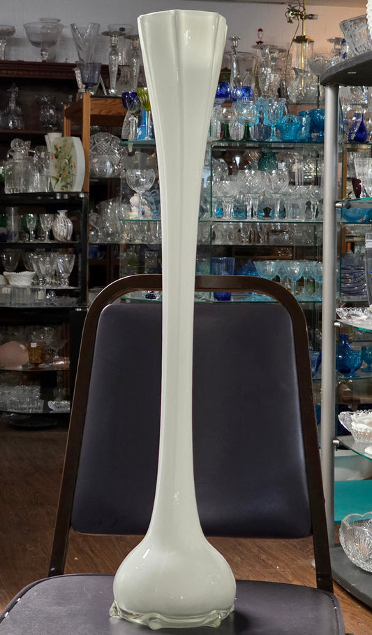 Tall glass white vase - 27.75" high