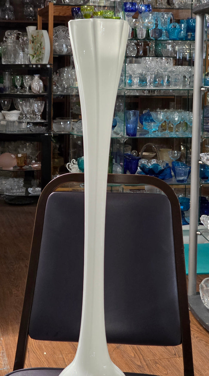 Tall glass white vase - 27.75" high