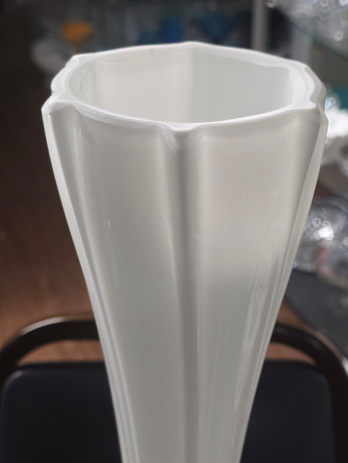 Tall glass white vase - 27.75" high