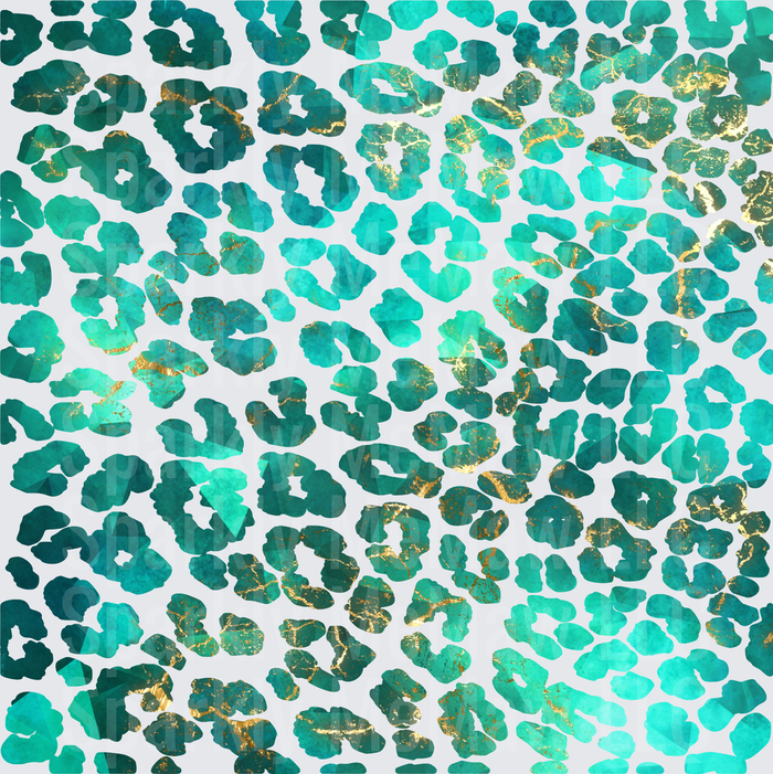 Teal Gold Leopard Print Pattern - this is a 10x10 inch sheet