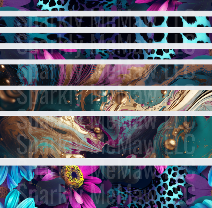 Teal Purple Leopard Floral Marble this is a 10x10 inch sheet