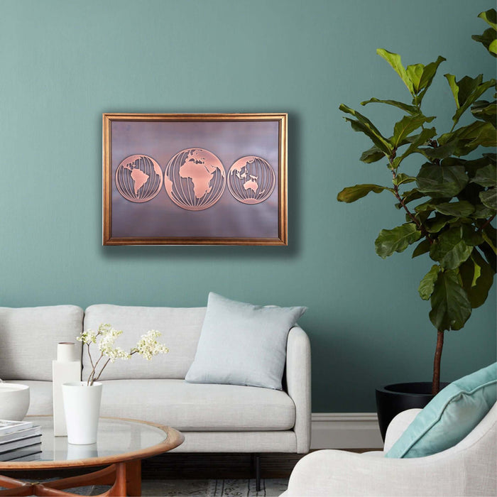 Three Globe Copper Wall Art - Artwork available at Dekadron for $79.90